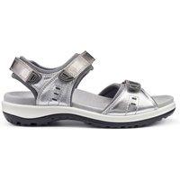 Hotter Women's Extra Wide 'Walk II' Sandals in Metallic Silver | Size: 5.5