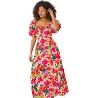 Dusk Floral Pleated Puff Dress