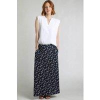 Weird Fish Women's Medivet Printed Jersey Maxi Skirt in Dark Navy | Size: 12