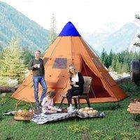 OUTSUNNY 6-7 Person Large Family Party Camping Tent W/ Carrying Bag in Orange