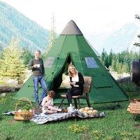 OUTSUNNY 6-7 Person Large Family Party Camping Tent W/ Carrying Bag in Green
