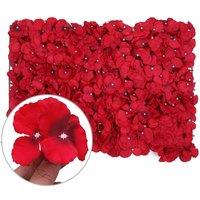 Neel Blue Artificial Flower Wall Panel Decorative Wedding Photography Backdrop in Dark Red