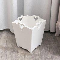 Melody Maison White Wooden Bin With Heart Cut Out