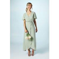 Coast Women's Teen Georgette Waterfall Wrap Bridesmaid Dress in Sage | Size: 14-15 Years