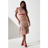 Embroidered Floral Lace Trim Dress