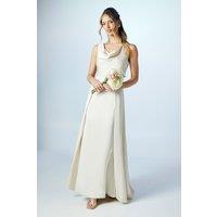 Coast Women's Honoured Sleeveless Cowl Neck Satin Maxi Bridesmaid Dress in Champagne | Size: 14