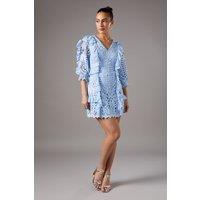Coast Women's Lace Ruffle Mini Dress in Blue | Size: 8