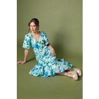 Coast Women's Ruffle Sleeve Belted Shirt Dress in Blue | Size: 12