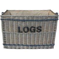 Red Hamper Wicker Large Rope Handle Log Basket in Grey