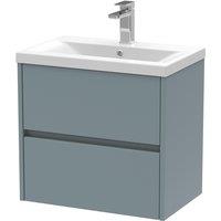 Balterley Square Wall Hung 2 Drawer Vanity & Ceramic Basin, 600mm Matt Grey