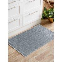 Desire Rugs Ivy Anti-Slip Cubed Trellis Design Doormat - Machine Washable for Easy Care in Silver | Size: 80 cm x 300 cm