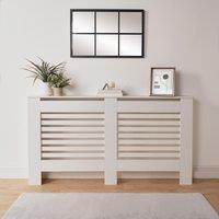 OHS Wood Effect Radiator Cover Sideboard Shelf in White | Size: Large