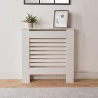OHS Wood Effect Radiator Cover Sideboard Shelf in White | Size: Small