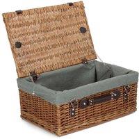 Red Hamper 46cm Double Steamed Picnic Basket with Grey Lining