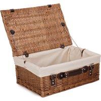 Red Hamper Wicker 46cm Double Steamed Picnic Basket with Cotton Lining in White