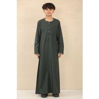 Thobez Boy's Thobe Emirati Omani Jubba Islamic Clothing Muslim Kaftan Eid Robe Arab Embroidery in Green | Size: 7-8 Years
