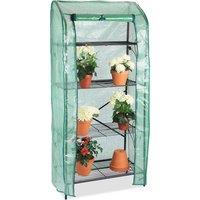 Primrose 3 Tier Mini Greenhouse Plant Stand with Removable Cover in Green