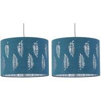 First Choice Lighting Set of 2 Fern - Teal Cut Out 25cm Pendant Lightshades