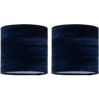 First Choice Lighting Set of 2 Navy Blue Crushed Velvet 15.5cm Table Lamp Shades
