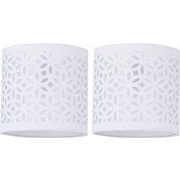 First Choice Lighting Set of 2 White Laser Cut 15.5cm Table Lamp Shades