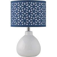 First Choice Lighting Tuscan - White Ceramic Lamp with Navy Blue Cut Out Shade