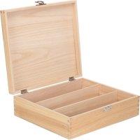 Red Hamper Three Bottle Clear Varnish Wooden Box in Light Brown