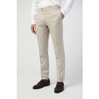 Alexandre Silver Label Men's Tailored Fit Stone Linen Trousers in Nude | Size: 42R