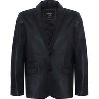 Infinity Leather Men's Slim 2 Button Leather Blazer Jacket-London in Black | Size: 5XL