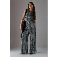 Petite Snake Sequin Cowl Neck Drop Waist Jumpsuit