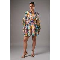 Frill Tiered Skirt Mini Organza Dress