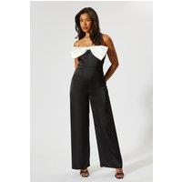 Contrast Bow Halterneck Jumpsuit