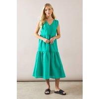 Wallis Women's Petite Check Organza Ruched Tie Front Midaxi Dress in Green | Size: 10