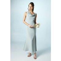 Petite Twist Detail Cowl Neck Satin Bridesmaid Dress