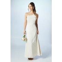 Coast Women's Asymmetric Shoulder Satin Maxi Bridesmaid Dress in Champagne | Size: 12