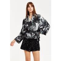 Liquorish Women's Abstract Print Shirt in Black | Size: 10