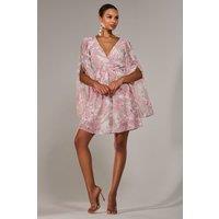 Jolie Moi Women's Chiffon Split Sleeve Mini Dress in Light Pink | Size: 10