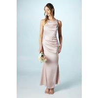 Coast Women's Shoulder Detail Satin Maxi Bridesmaid Dress in Blush | Size: 18
