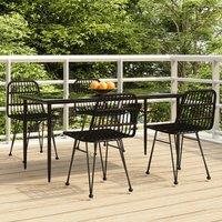 Berkfield Home 5 Piece Garden Dining Set Black Poly Rattan