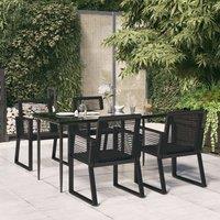 Berkfield Home 5 Piece Garden Dining Set Black PVC Rattan