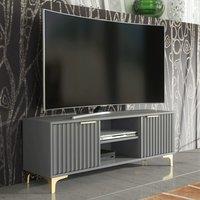 Creative Furniture Tide Crest TV Unit Gold 120cm - Modern Fluted Design in Grey or White in Dark Grey