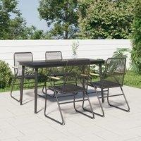 Berkfield Home 5 Piece Garden Dining Set Black PVC Rattan
