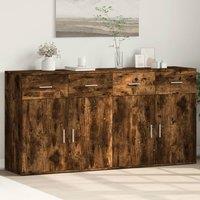 Berkfield Home Sideboards 2 pcs Smoked Oak 79x38x80 cm Engineered Wood in Brown | Size: 79 x 38 x 80 cm