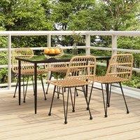 Berkfield Home 5 Piece Garden Dining Set Poly Rattan in Brown