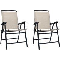 Berkfield Home Folding Garden Chairs 2 pcs Texilene Cream in Beige