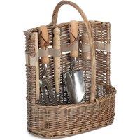 Red Hamper Wicker Antique Wash Deluxe Garden Tool Basket in Grey | Size: Large