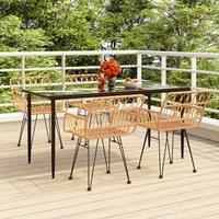 Berkfield Home 5 Piece Garden Dining Set Poly Rattan in Brown