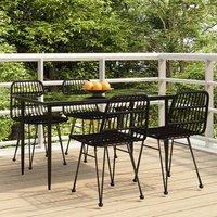 Berkfield Home 5 Piece Garden Dining Set Black Poly Rattan