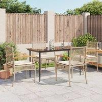 Berkfield Home 5 Piece Garden Dining Set with Cushions Beige Poly Rattan