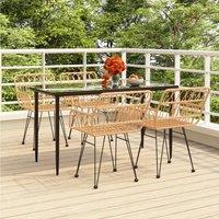 Berkfield Home 5 Piece Garden Dining Set Poly Rattan in Brown