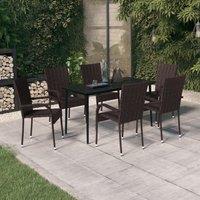Berkfield Home 7 Piece Garden Dining Set Brown & Black